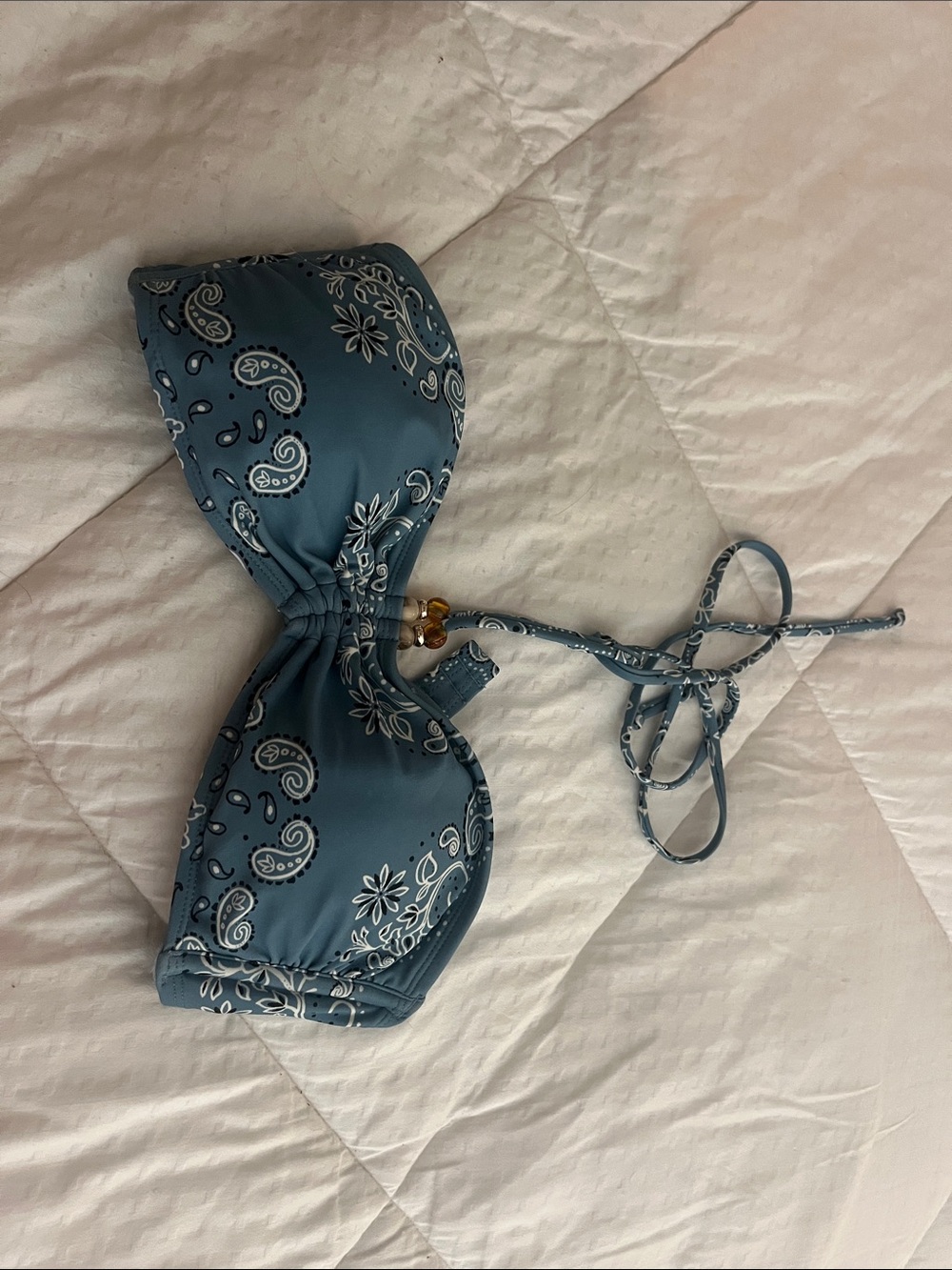 Blue Paisley Bandeau Bikini Top